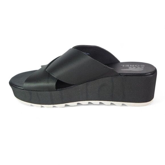 Sorel Cameron Flatform Mule Wedge Slip-on Sandals Black NL4632-010 Women's 11 - Picture 7 of 10